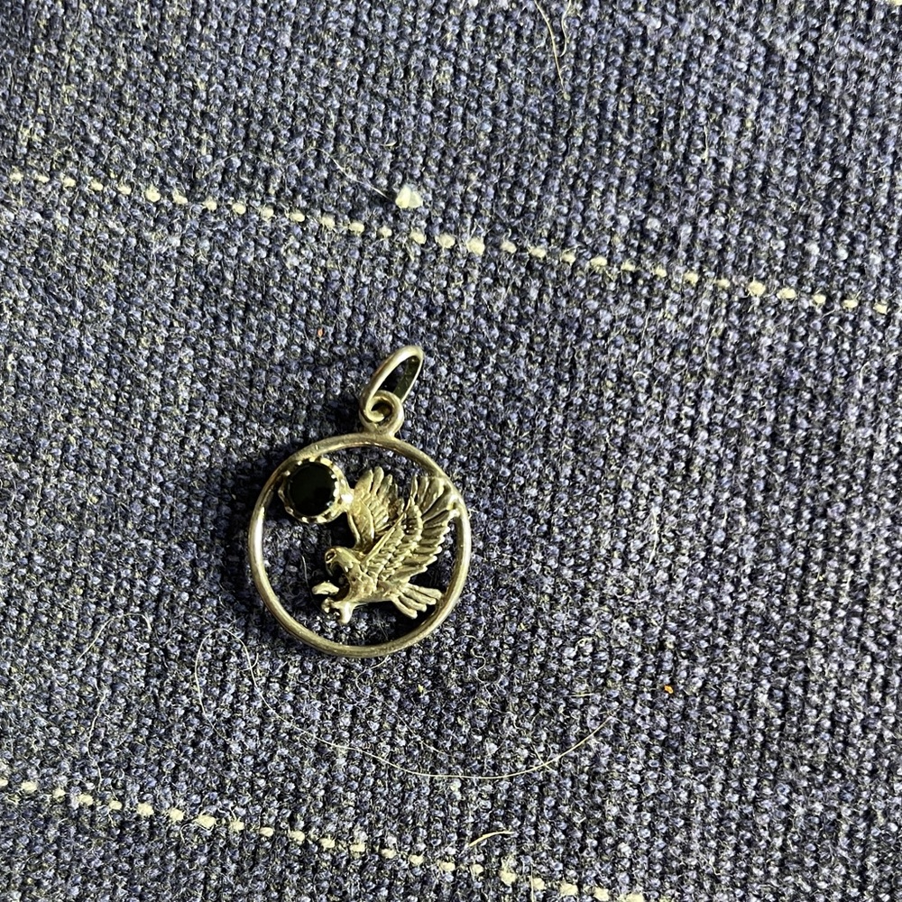 Black Onyx Eagle Solid 925 Sterling Silver Pendant - image 1